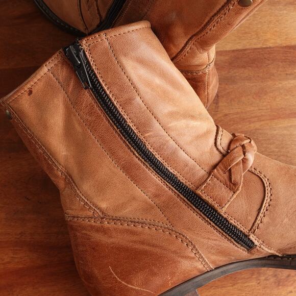 Paul Green Boots WMS SZ UK 5 US 7.5 Brown Munchen Nathan Leather Moto Ankle Zip - Picture 10 of 16